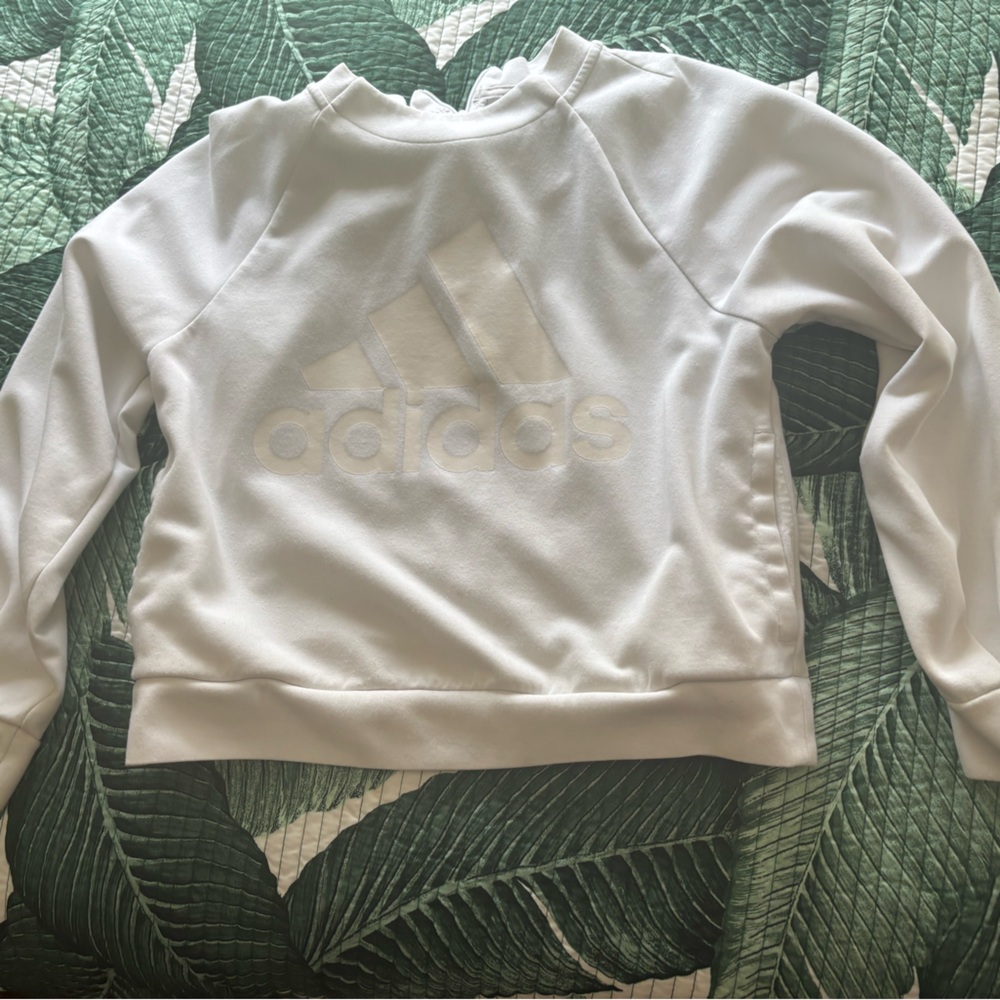 adidas White Pullover Sweatshirt with  Logo
